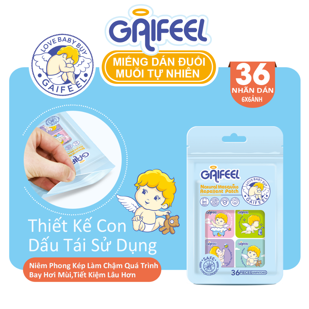 GAIFEEL Miếng dán chống muỗi miếng dán đuổi muỗi miếng dán đuổi muỗi cho bé Ngăn ngừa muỗi đốt (6 ảnh/36 nhãn dán)