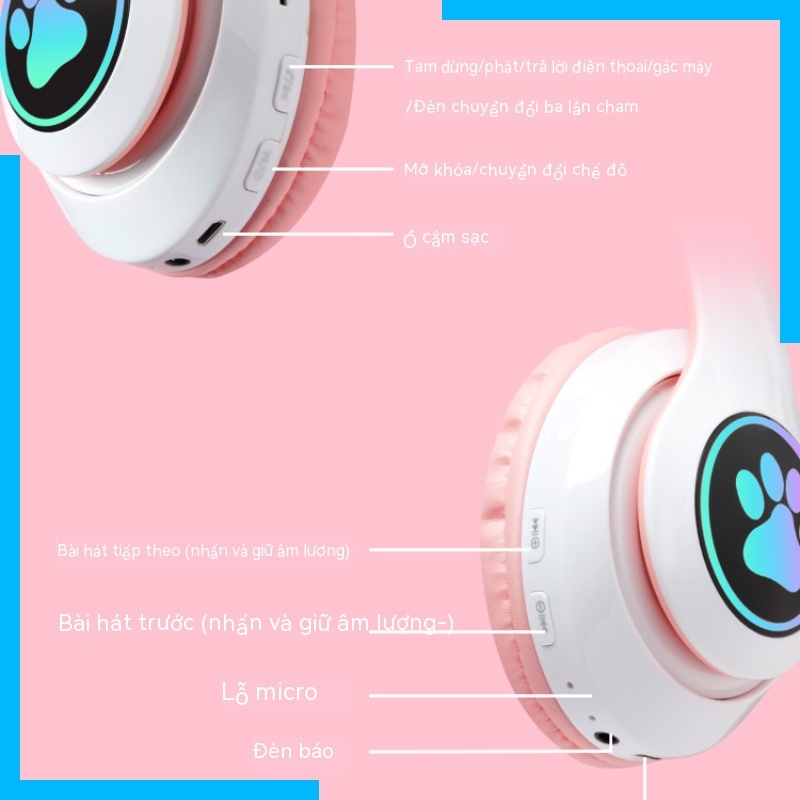 Tai Nghe Chụp Tai stn-28 Kết Nối bluetooth Không Dây Có Đèn Nhiều Màu