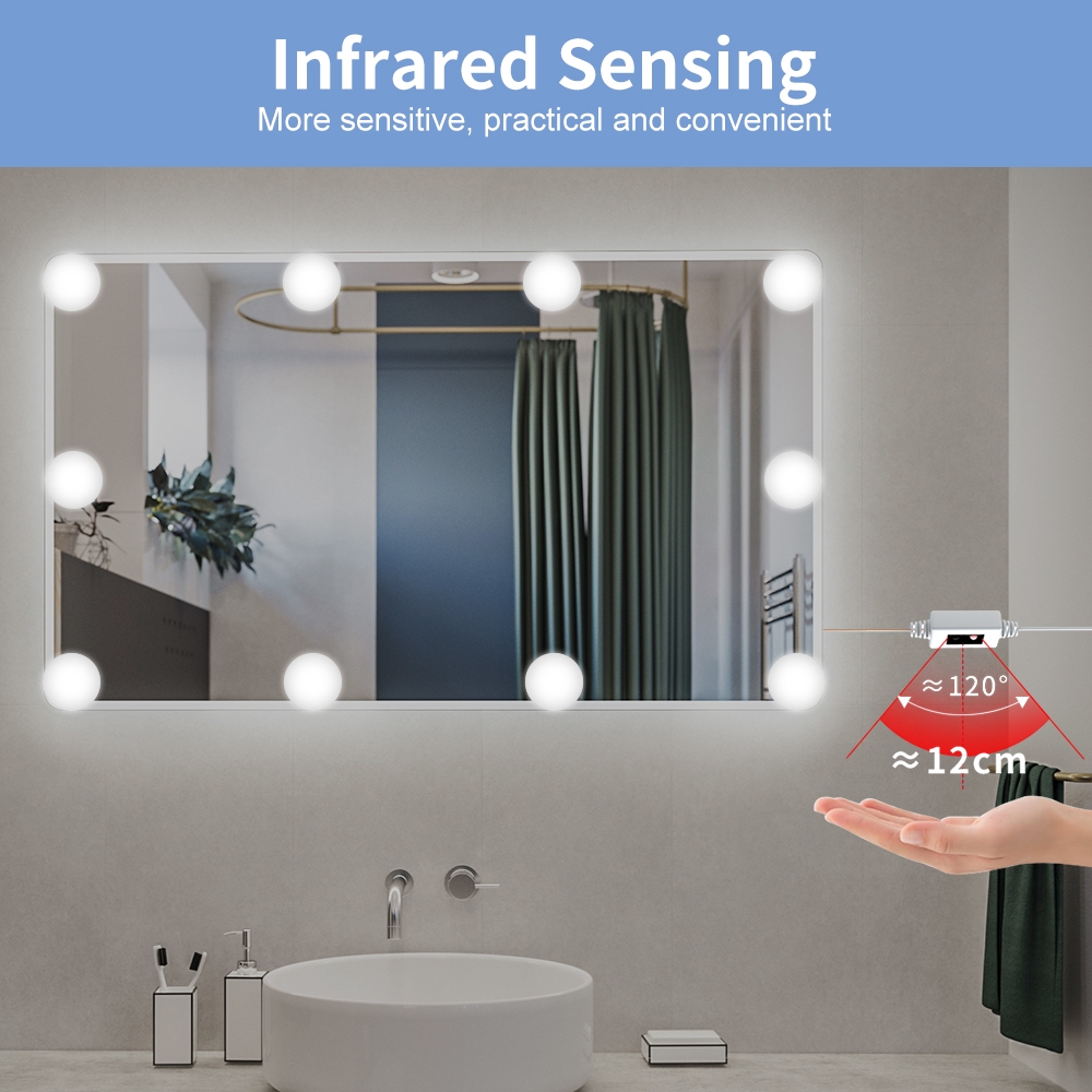 Lady LED Beauty Trang điểm Ánh sáng USB 5V Stepless Dimmer Tay Quét Chuyển đổi Hollywood Phong cách Phụ nữ Chuyên nghiệp Nội lấp đầy Ánh sáng