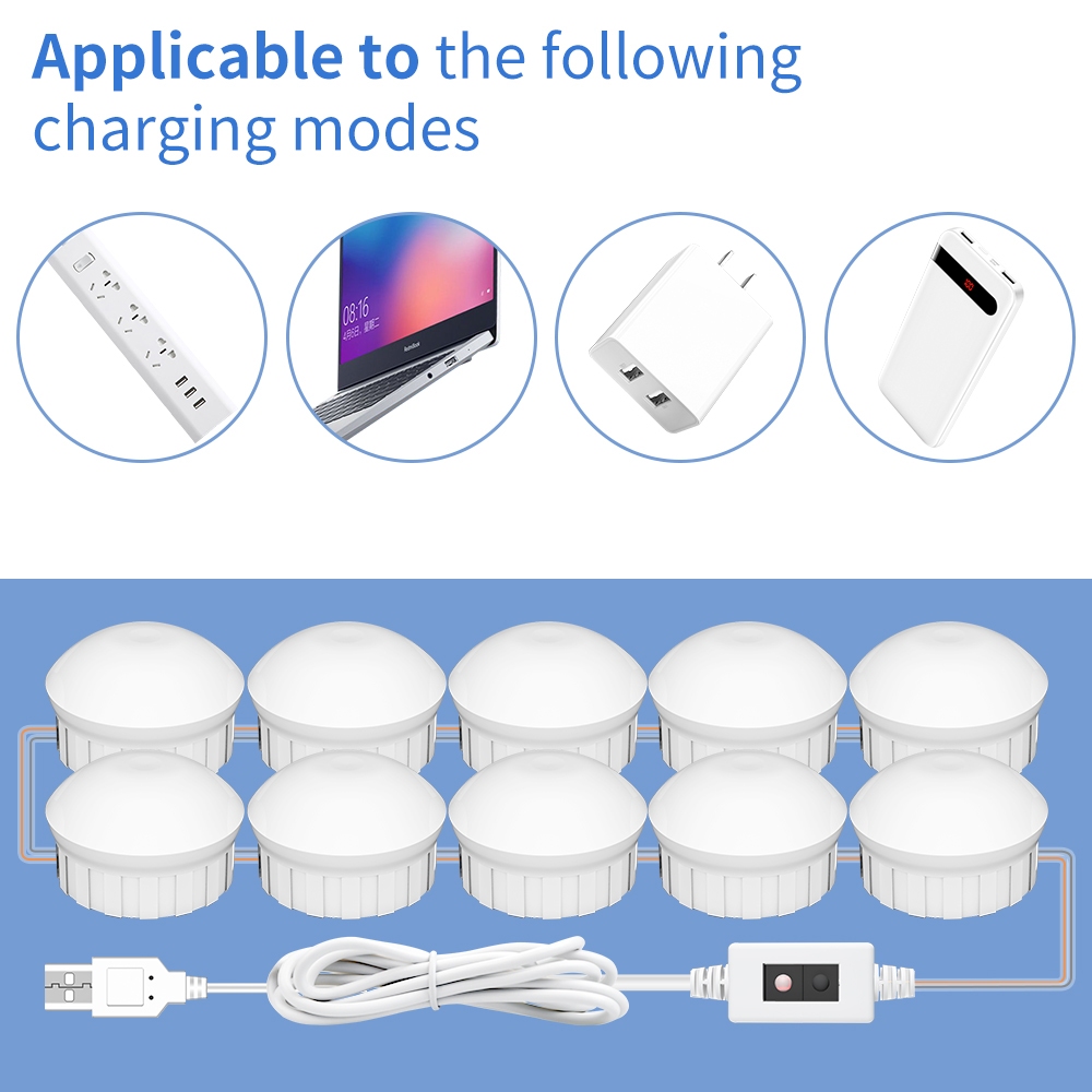 Lady LED Beauty Trang điểm Ánh sáng USB 5V Stepless Dimmer Tay Quét Chuyển đổi Hollywood Phong cách Phụ nữ Chuyên nghiệp Nội lấp đầy Ánh sáng