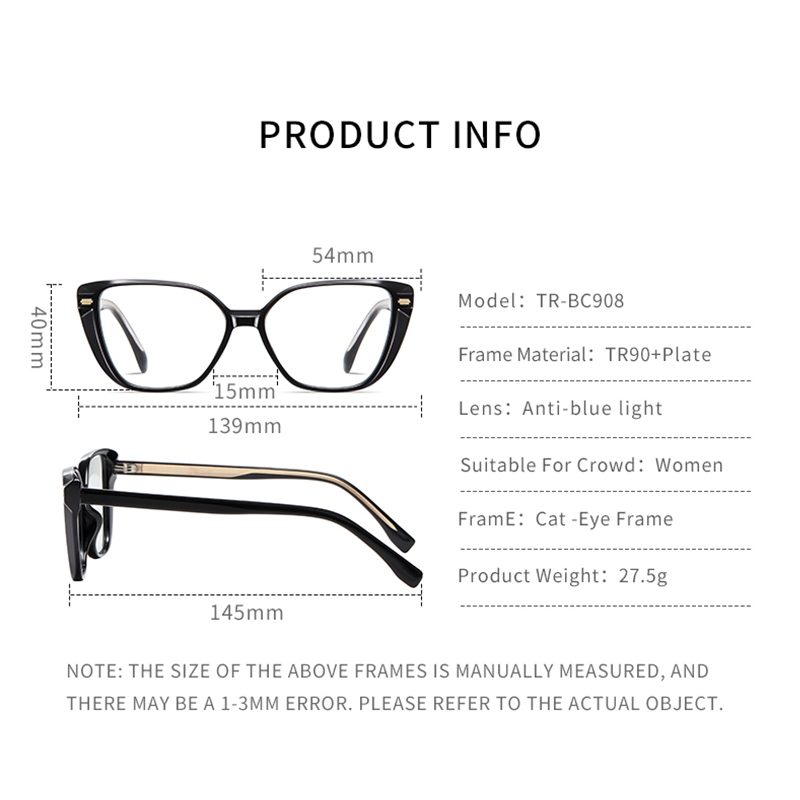 Roza Kính Mát Gọng Mắt Mèo Chống Ánh Sáng Xanh Thời Trang unisex ae1642
