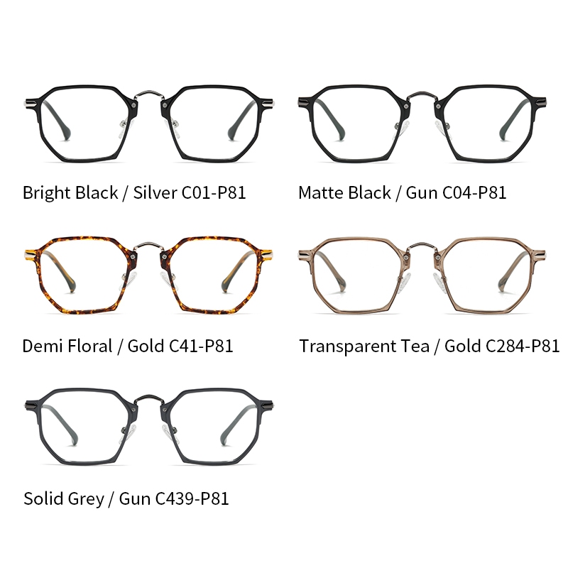 Roza Kính Mắt Gọng Đa Giác Chống Ánh Sáng Xanh Thời Trang unisex ae1641