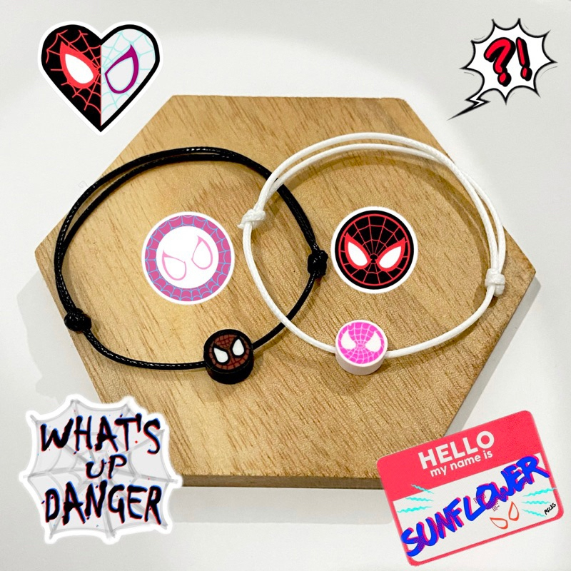 Miu🔮1 Cặp Vòng Tay Dây Bện Mặt Hình Spider Man Người Nhện Mắt Quỷ Thời Trang đôi Mới