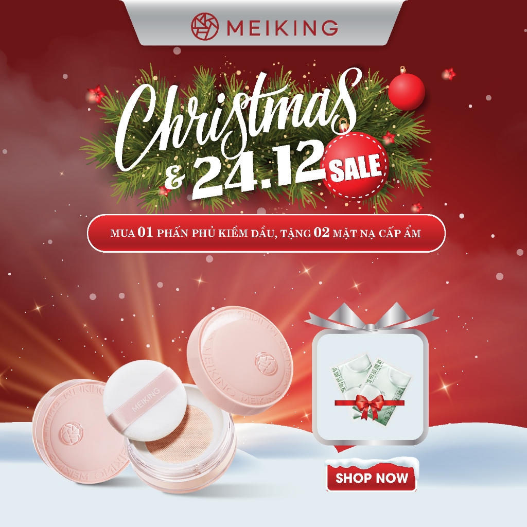 Phấn phủ hoa hồng MEIKING 7g kiềm dầu giữ lớp trang điểm lâu trôi