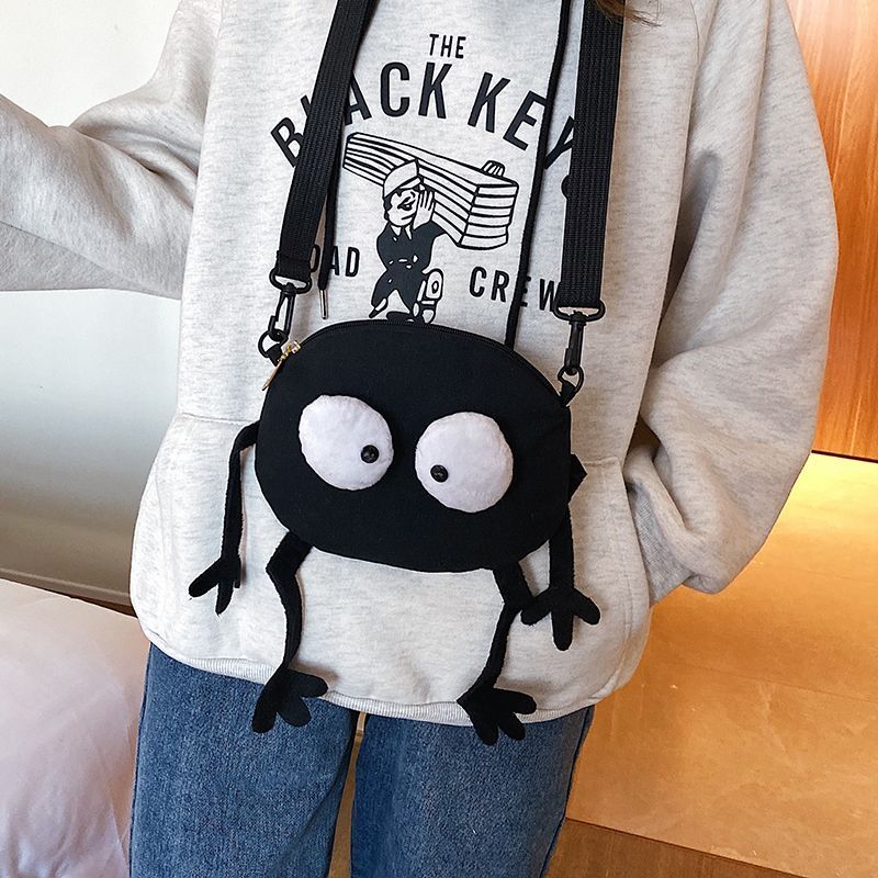 NALLCHEER Túi Đeo Chéo Vải Canvas Hình Tròn In Hình Vui Nhộn Cho Nữ