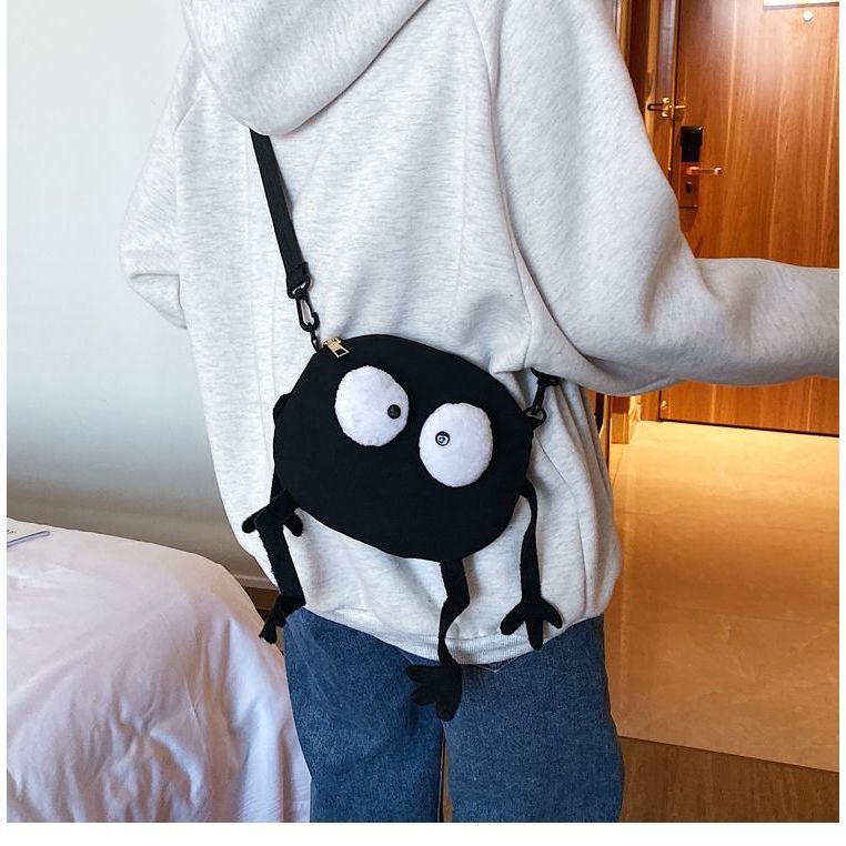 NALLCHEER Túi Đeo Chéo Vải Canvas Hình Tròn In Hình Vui Nhộn Cho Nữ