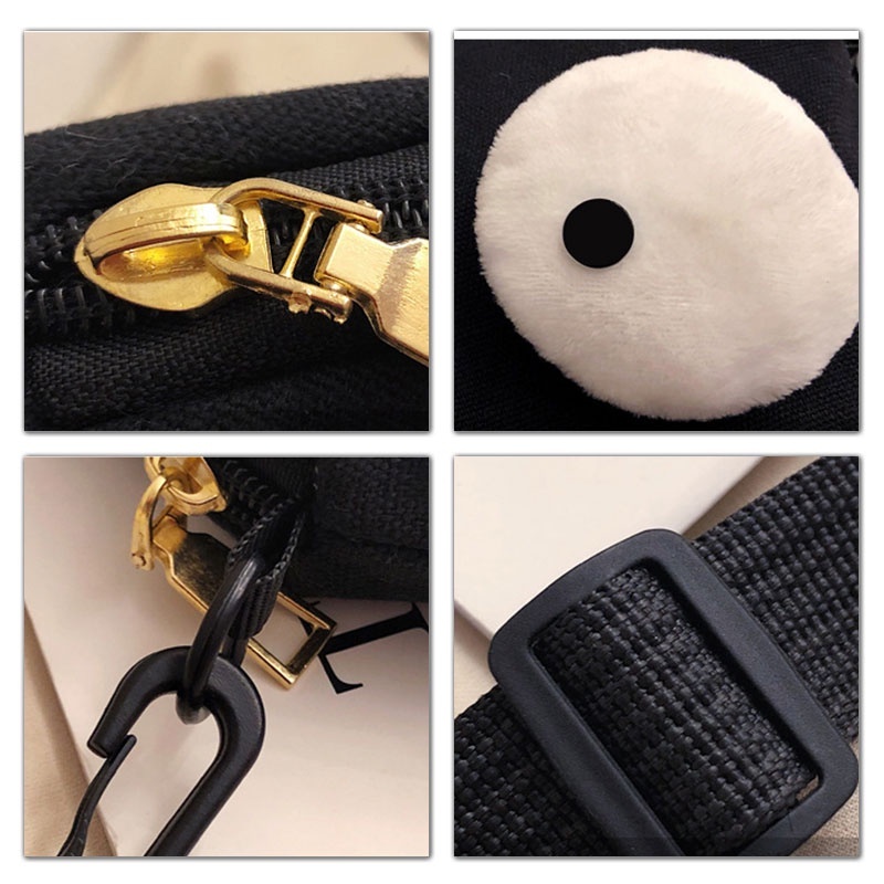 NALLCHEER Túi Đeo Chéo Vải Canvas Hình Tròn In Hình Vui Nhộn Cho Nữ