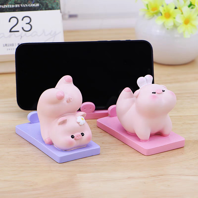 Giá Đỡ Điện Thoại Hình Lợn Tập Yoga Đáng Yêu Nhựa Cho Bàn Làm Việc Tại Nhà