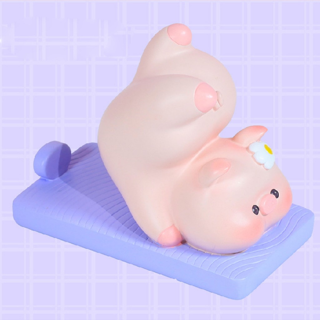 Giá Đỡ Điện Thoại Hình Lợn Tập Yoga Đáng Yêu Nhựa Cho Bàn Làm Việc Tại Nhà