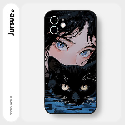 Ốp lưng JURSUE mềm đen dễ thương đẹp độc lạ Cho iPhone 17 16 15 14 13 12 11 Pro Max SE 2020 X XR XS ip 8 7 Plus XYY4421