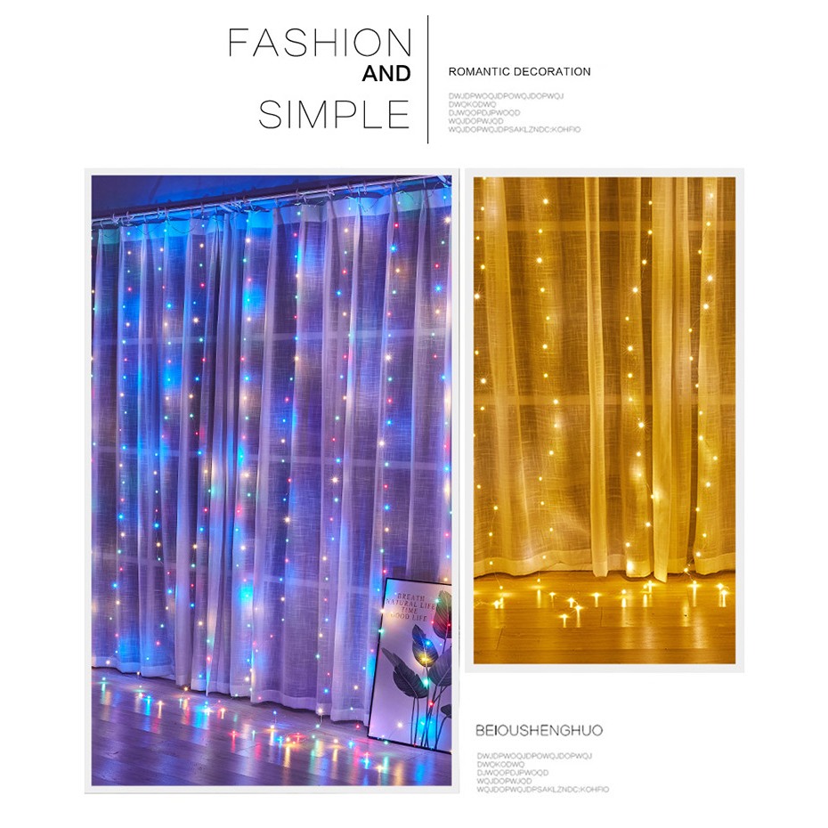 Xiaozhubangchu Đèn LED Dây Đồng Nhà Đèn Trang Trí Màn Ánh Sáng 6X3 Mét Đèn Lồng Điều Khiển Từ Xa USB Dây Đồng Màn Ánh Sáng