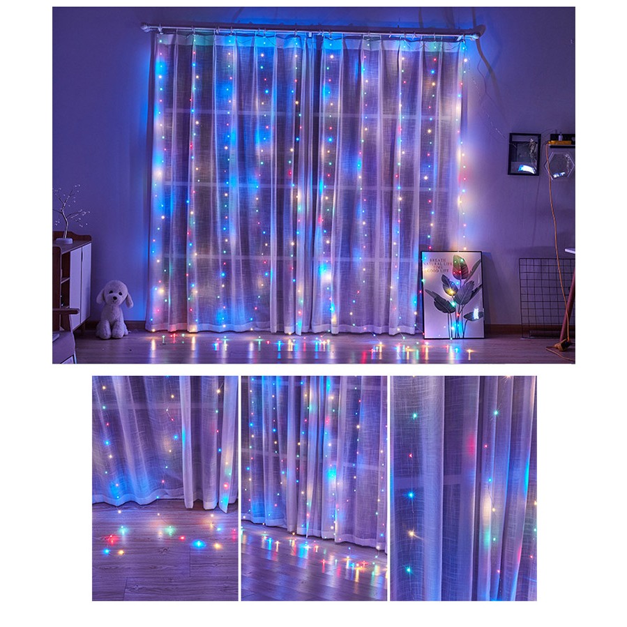 Xiaozhubangchu Đèn LED Dây Đồng Nhà Đèn Trang Trí Màn Ánh Sáng 6X3 Mét Đèn Lồng Điều Khiển Từ Xa USB Dây Đồng Màn Ánh Sáng