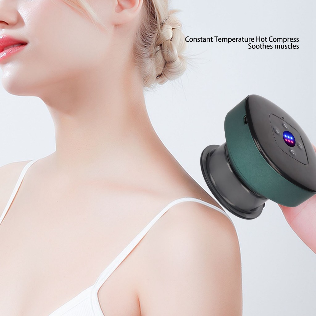 Bequeen Có hàng sẵn Điện Giác Hơi Massage Máy Thông Minh Làm Nóng 6 Cấp Độ Hút Sạc Chân Không Cạo Bộ Xanh