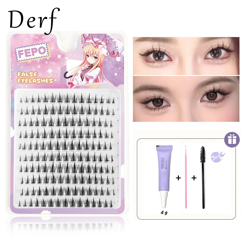 Derf Set 10 Hàng Lông Mi Giả 3d Dày Tự Nhiên 4mm-11mm