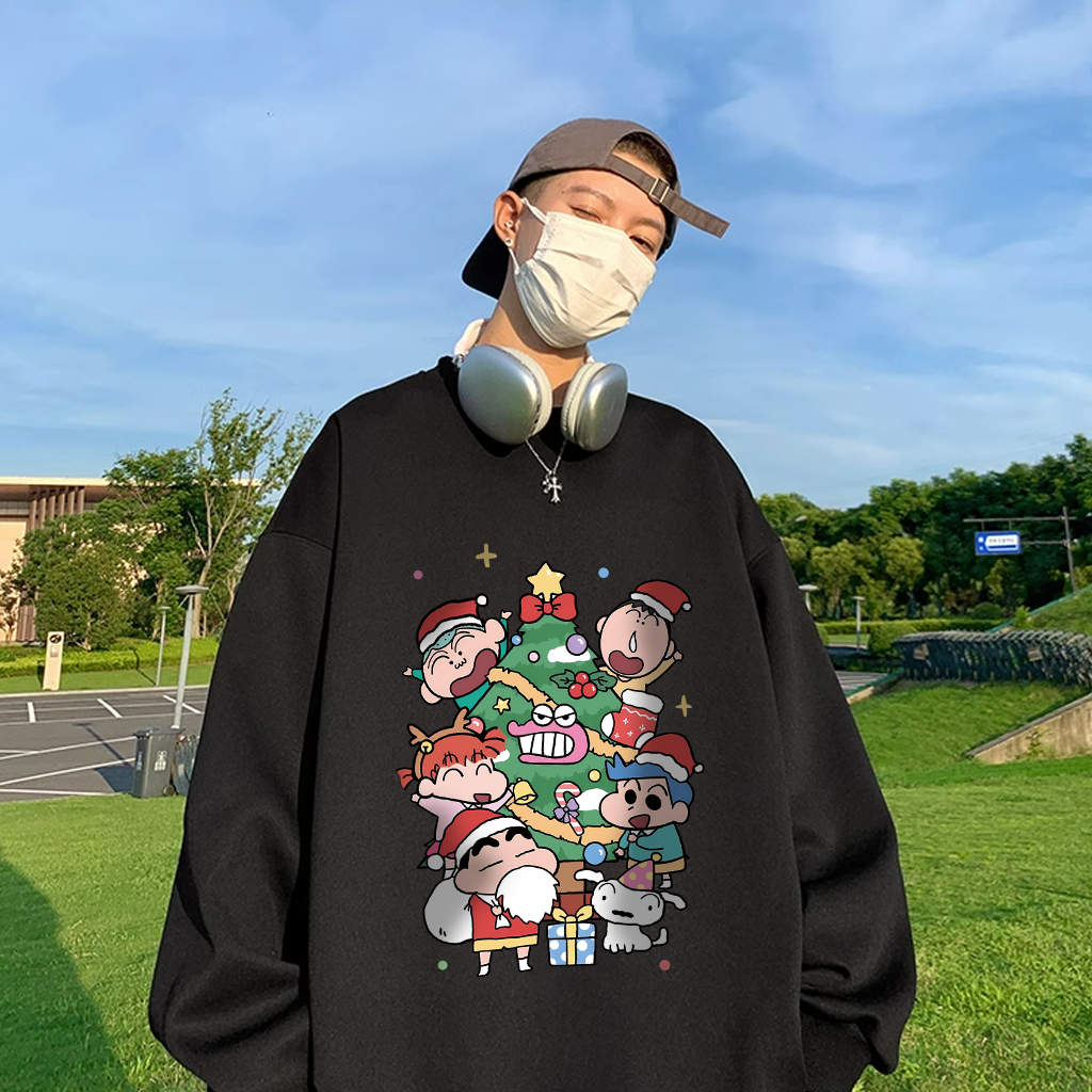 Áo sweater nam BEEYANBUY áo nỉ tay dài SHIN cậu bé bút chì in hình unisex 100% cotton-Y0639