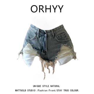 Quần Short Jean Lưng Cao Ống Rộng Rách Gối Phong Cách Mỹ Thời Trang Mùa Hè Quyến Rũ Cho Nữ