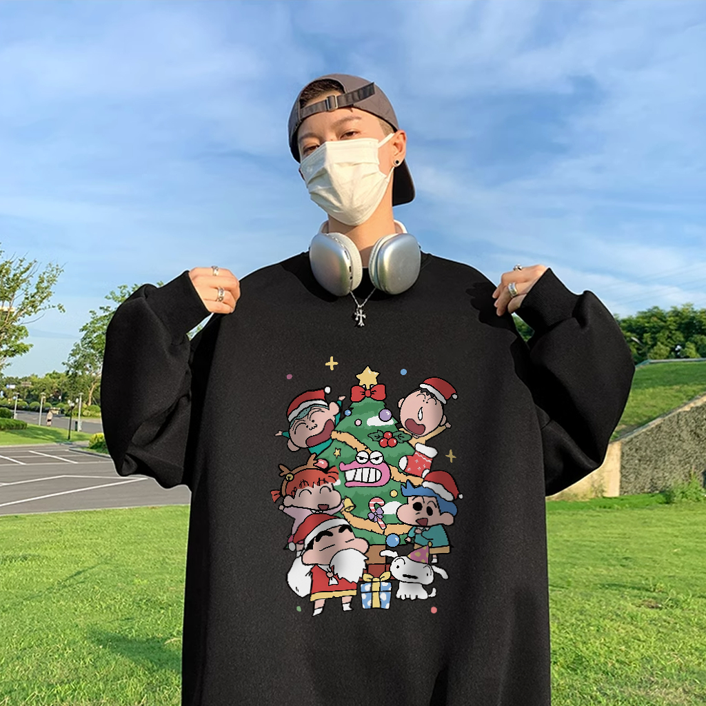 Áo sweater nam BEEYANBUY áo nỉ tay dài SHIN cậu bé bút chì in hình unisex 100% cotton-Y0639
