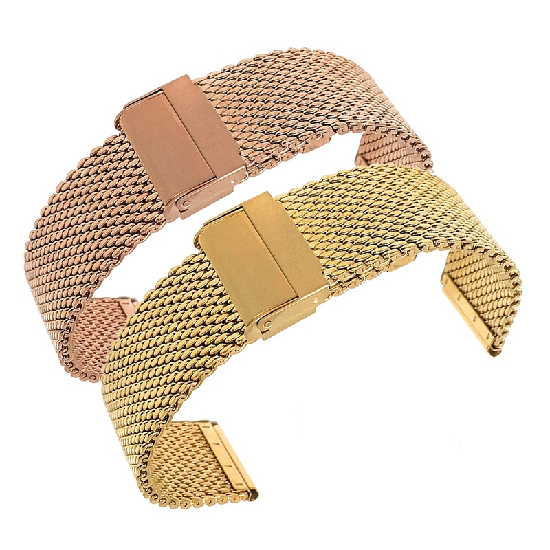 Dây Đồng Hồ Dạng Lưới Bằng Thép Không Gỉ Dày 3mm 16mm 18mm 20mm 22mm 24mm 1.0mm