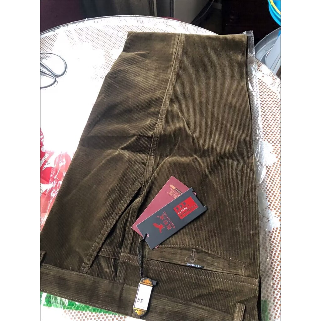 Quần Dài Lưng Cao Dáng Rộng Chất Vải Lông Cừu Dày Dặn Thời Trang Thu Đông Cho Nam Trung Niên