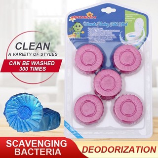 Magic Flush Cleaner Bubble Wash Toilet Bowl Cleaner Chất tẩy rửa tự động Khối máy tính bảng bong bóng màu xanh Phòng tắm Hương thơm Máy tính bảng màu xanh 50G x5 miếng Pembersih tandas