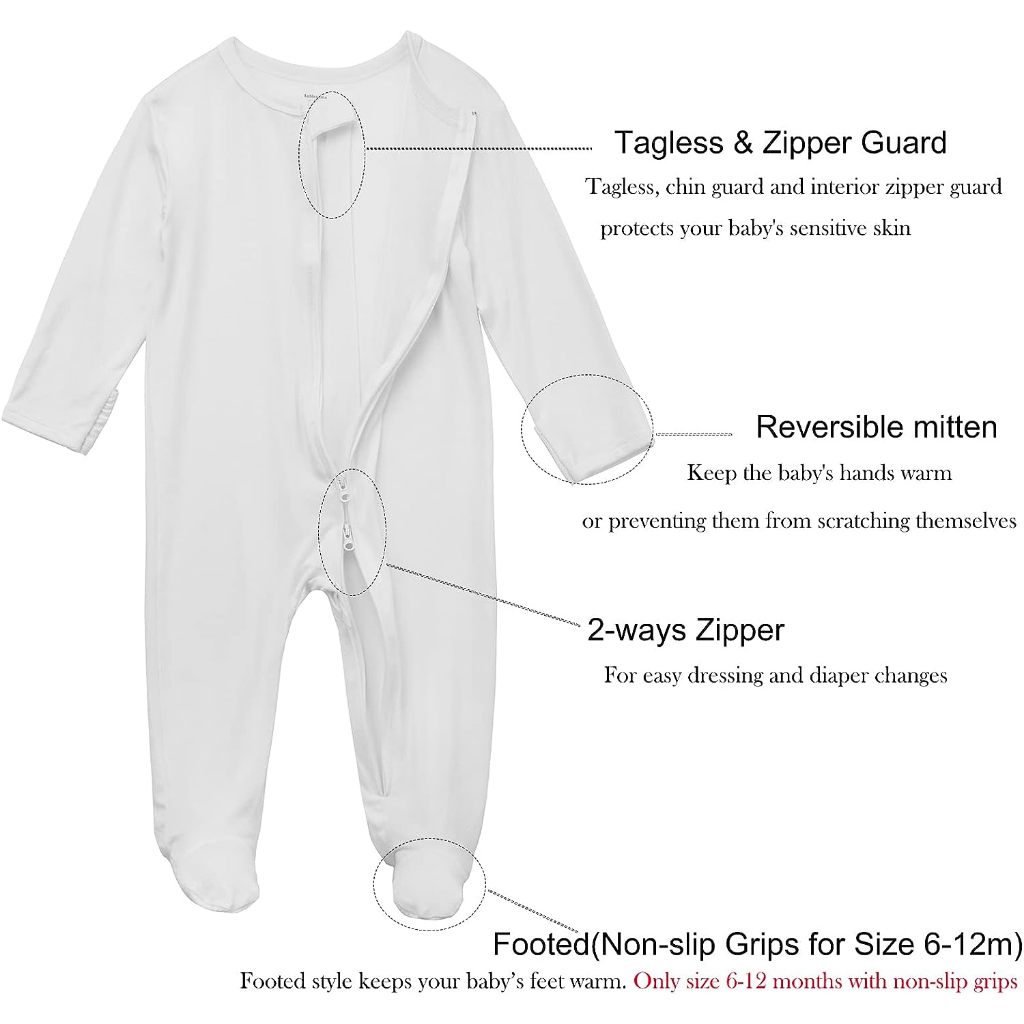 Bộ Đồ Ngủ Liền Thân Bằng cotton Có Khóa Kéo Đôi Màu Sắc Dành Cho Trẻ Sơ Sinh