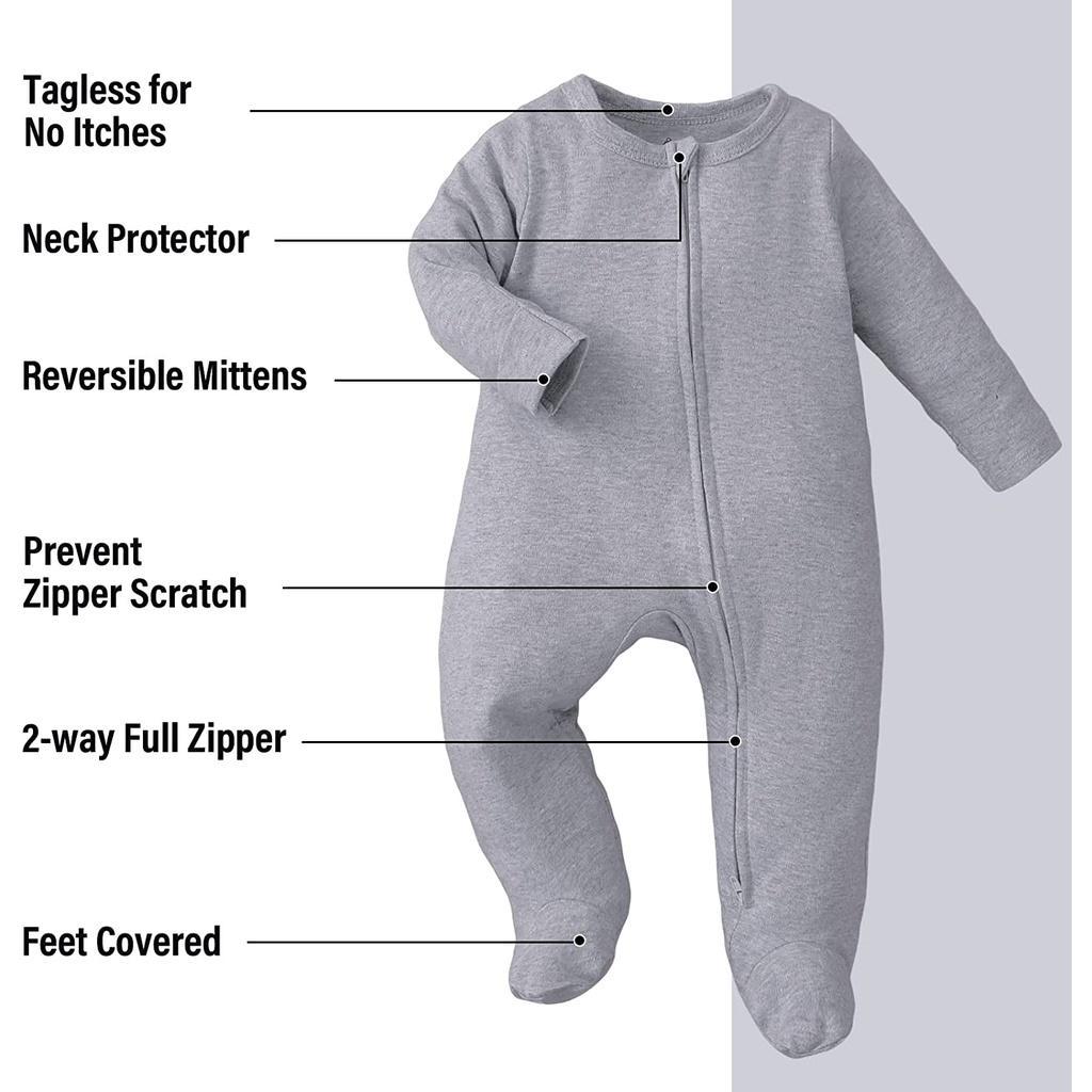 Bộ Đồ Ngủ Liền Thân Bằng cotton Có Khóa Kéo Đôi Màu Sắc Dành Cho Trẻ Sơ Sinh