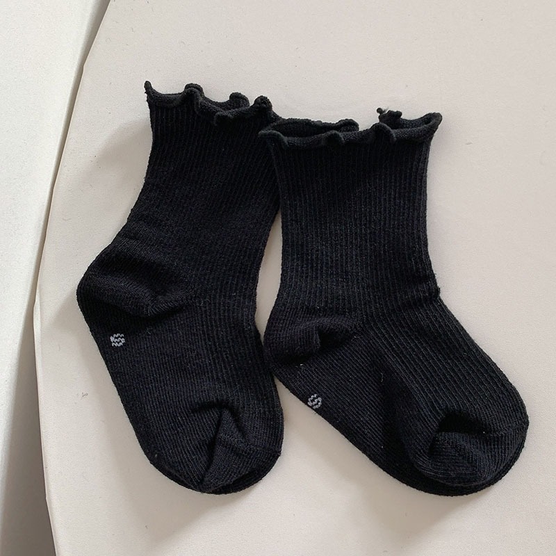 Màu Trơn Xù Cho Bé Tất Thoáng Khí Mềm Mại Cotton Tập Đi Bé Gái Tất Mắt Cá Chân Thoải Mái Co Giãn Trẻ Em Giữa Tất