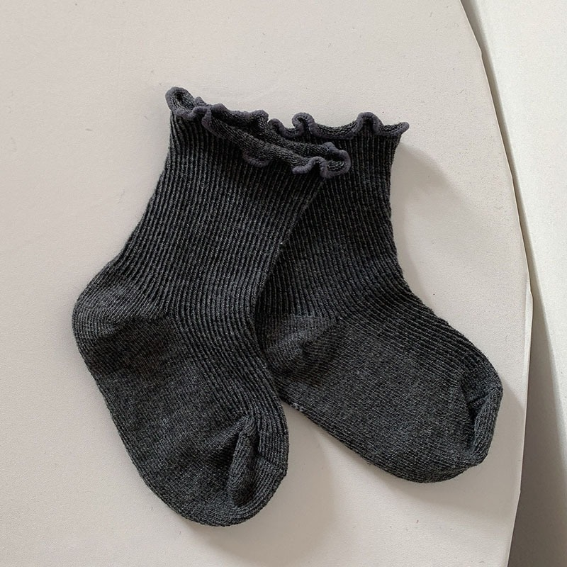 Màu Trơn Xù Cho Bé Tất Thoáng Khí Mềm Mại Cotton Tập Đi Bé Gái Tất Mắt Cá Chân Thoải Mái Co Giãn Trẻ Em Giữa Tất