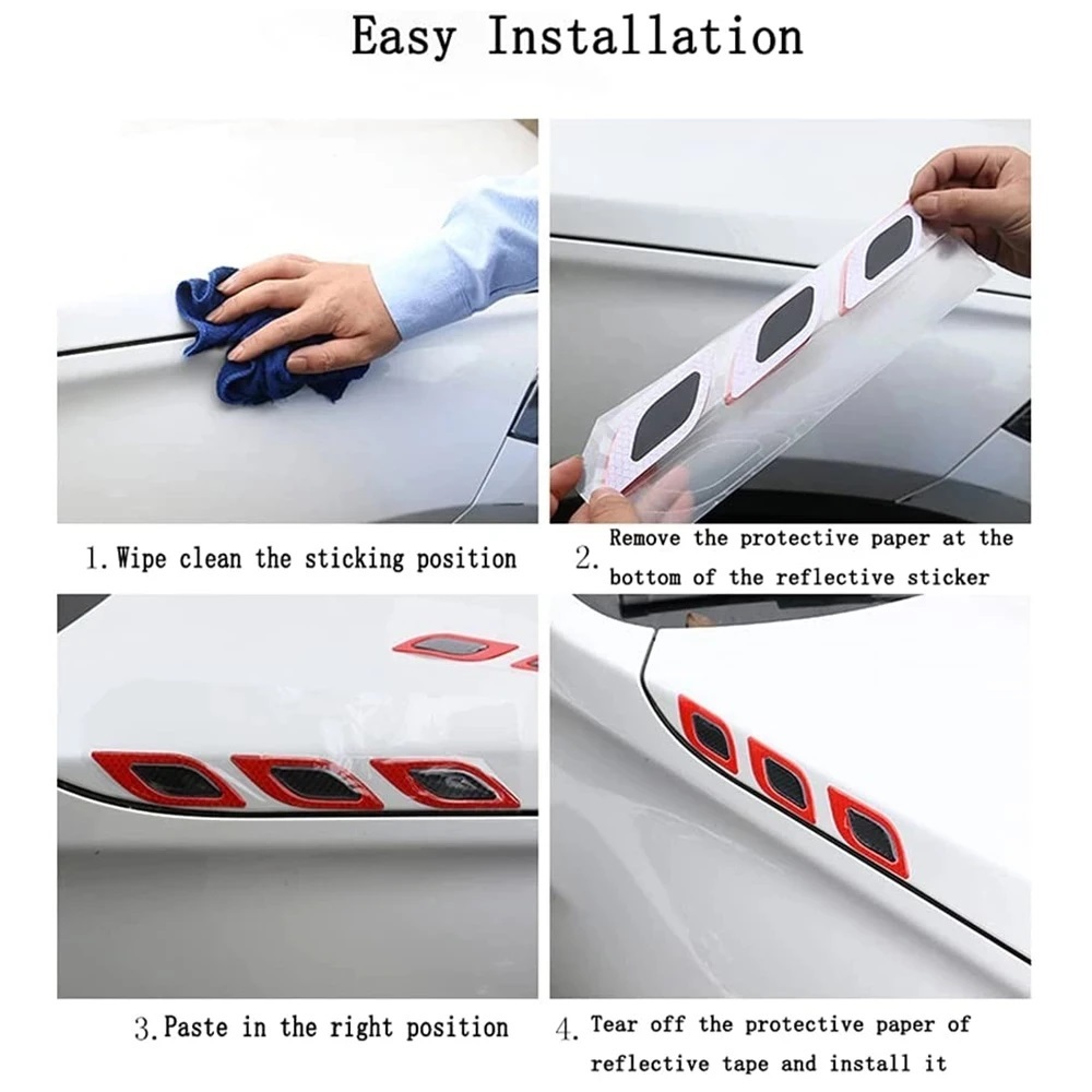 Bộ 6 Miếng Dán Phản Quang 3D Bằng Sợi Carbon Phản Quang An Toàn Cho Xe Hơi