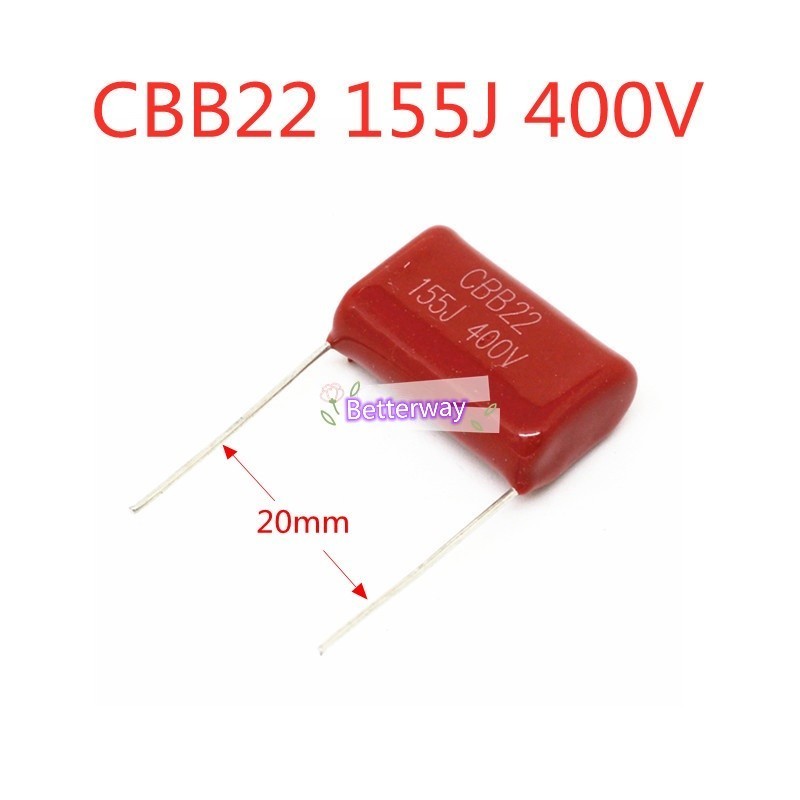 10 Chiếc 50 Chiếc CBB Tụ Điện 400V155J 155J400V 1.5UF Sân 20 Mm 155J 400V CBB22 Phim Tụ Điện Mới