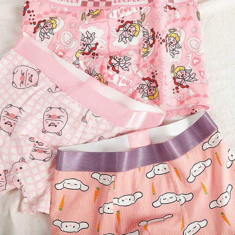 Quần Lót Boxer Cotton In Chữ Hoạt Hình Đáng Yêu Dành Cho Nam L-4Xl 8 Kiểu