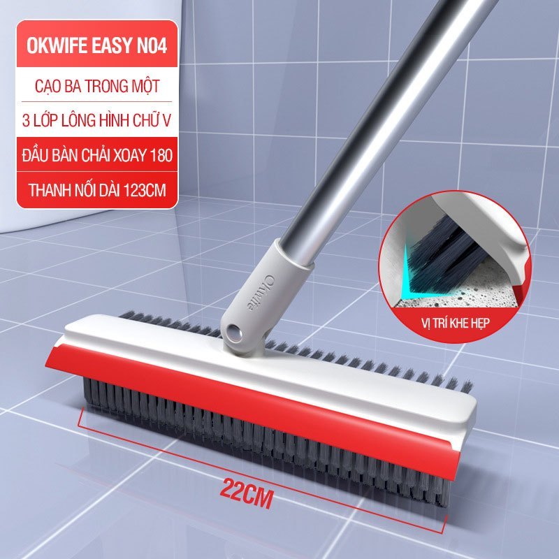 Dụng Cụ Chà Sàn Nhà Tắm Có Bàn Chải Chà Sàn Và Thanh Gạt Nước Chà Rửa 2 Trong 1 crevices Và Góc Bàn Chải Vệ Sinh Sàn Nhà