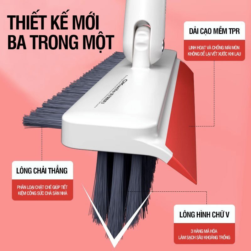 Dụng Cụ Chà Sàn Nhà Tắm Có Bàn Chải Chà Sàn Và Thanh Gạt Nước Chà Rửa 2 Trong 1 crevices Và Góc Bàn Chải Vệ Sinh Sàn Nhà