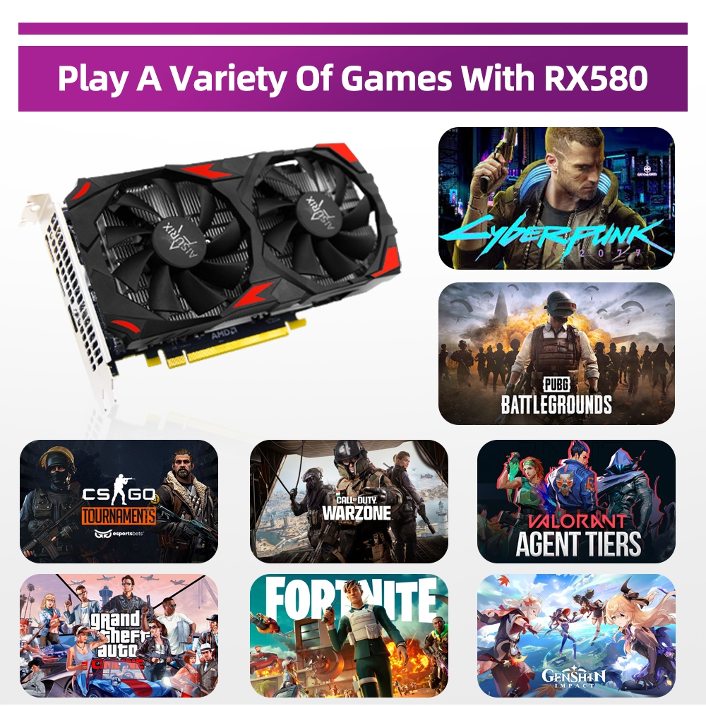 AMD Aisurix Thẻ Đồ Họa Chơi Game gpu gddr5 256bit vga rx 580 8gb 100% | BigBuy360 - bigbuy360.vn