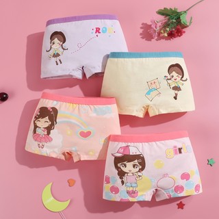 Smy Set 4 Quần Lót cotton Mềm Mại In Họa Tiết Hoạt Hình Cho Bé Gái