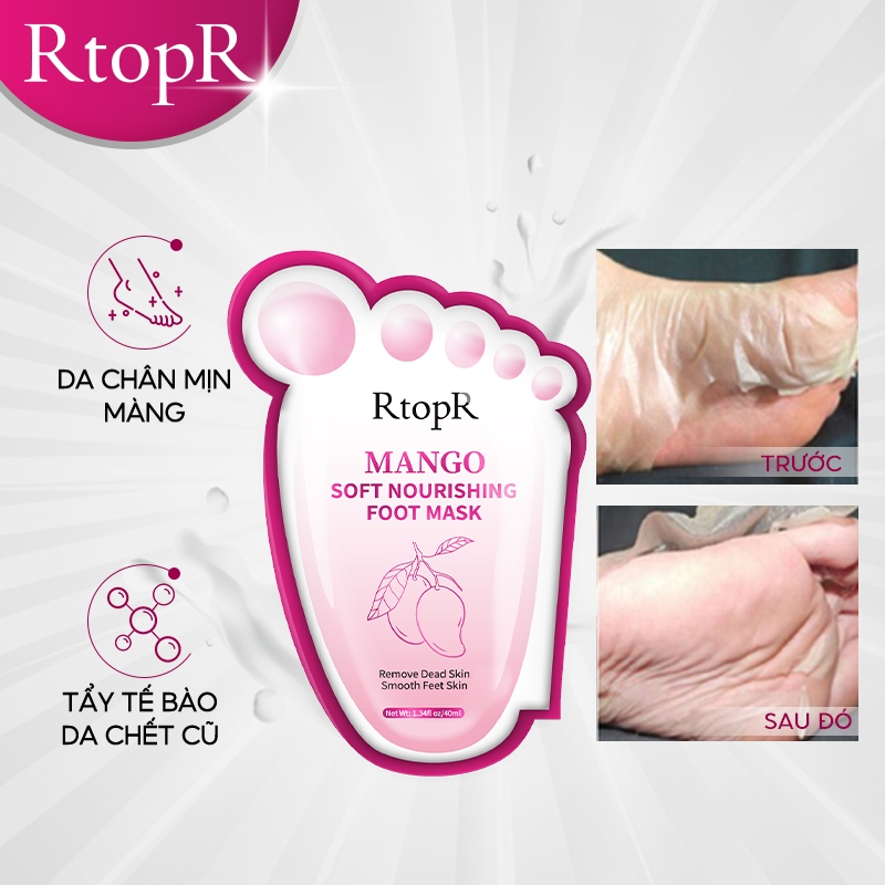 Cặp Mặt Nạ Chân RtopR Tẩy Da Chết 2-7 Ngày ủ Thay Da Chân Foot Peling Mask Loại Bỏ Lớp Da Thô Cứng Hỗ Trợ Làm Sáng Da Cho Chân 40ml