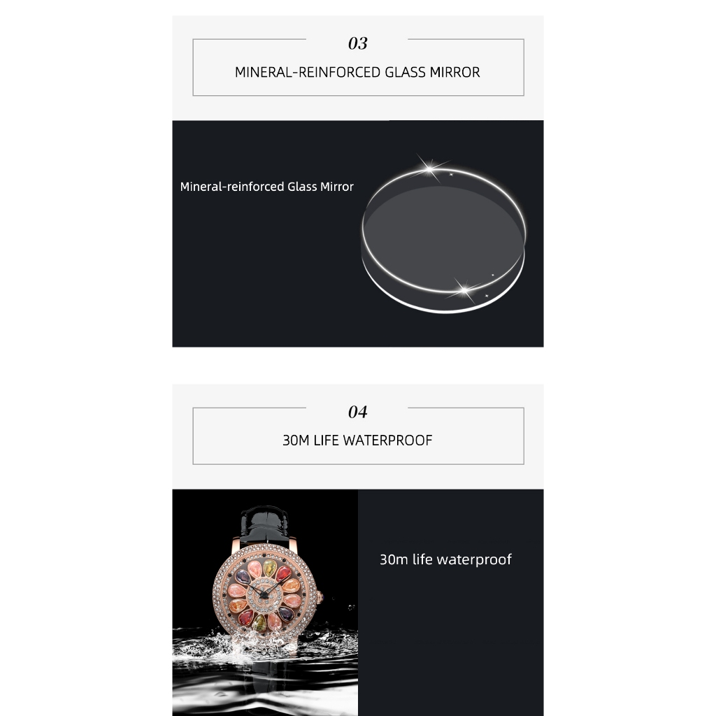 Đồng Hồ quartz chenxi Mạ Vàng Hồng Đính Đá Với Dây Đeo Da 2024