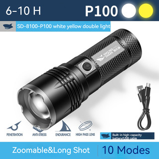 Smile shark sd810 đèn pin mạnh mẽ m77 8400lm đèn chống nước có thể sạc lại usb sáng mạnh mẽ