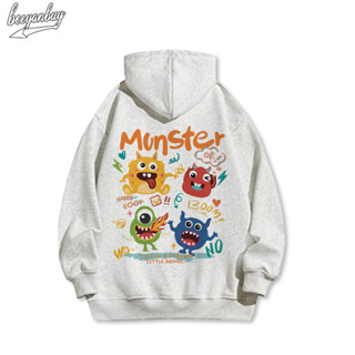  Áo khoác nỉ nam xám BEEYANBUY hoodie cotton thời trang in hình monster unisex 100% cotton-Y0603 