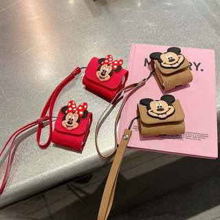 New Apple AirPodsPro2 Protective Case airpods2/3 Generation Mickey Minnie Second Generation Protective Case Third Generation Wireless Bluetooth Headset Case 1 Cartoon Cute Lanyard Three-Dimensional Leather Sh