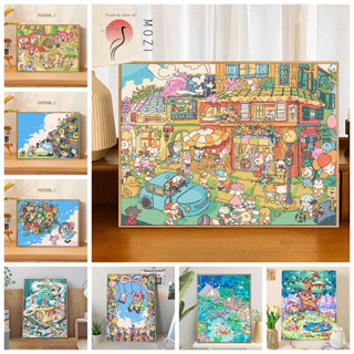 MOZI✨Bữa tiệc nhân vật hoạt hình 40*50cm tranh tô màu theo số tranh sơn dầu số hoá tranh số hóa tranh tô màu số hoá tranh số hoá theo yêu cầuTranh Sơn Dầu Tự Tô Hình Cô Gái anime