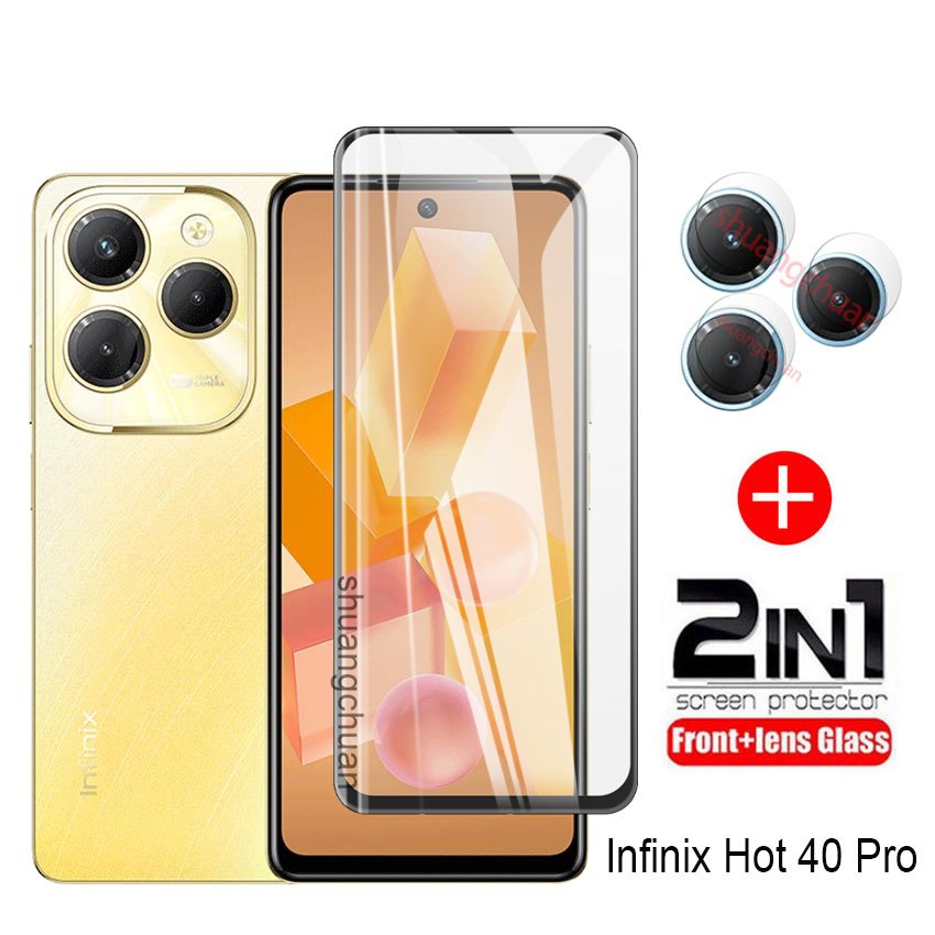 Kính Cường Lực 2 Trong 1 Bảo Vệ Toàn Màn Hình Cho infinix hot 40 pro hot 40 + Ống Kính camera 40i