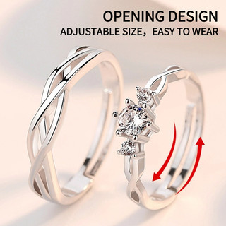 Set 2 Nhẫn Cặp Đôi Đính Đá Thời Trang