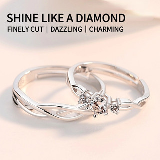 Set 2 Nhẫn Cặp Đôi Đính Đá Thời Trang