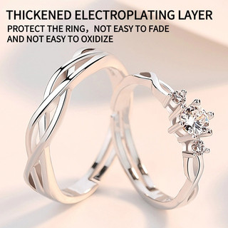 Set 2 Nhẫn Cặp Đôi Đính Đá Thời Trang