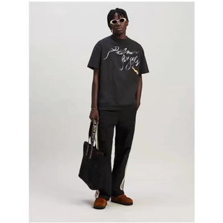 New Summer Palm PA Smoke Letter Print Back Small Logo Short Sleeve Angels High Street Loose Couple Cotton T-shirt