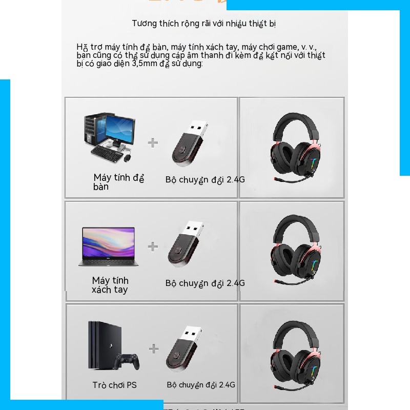 Tai Nghe bluetooth Không Dây Có Mic Cho Chơi Game esports / Máy Tính / Điện Thoại Di Động