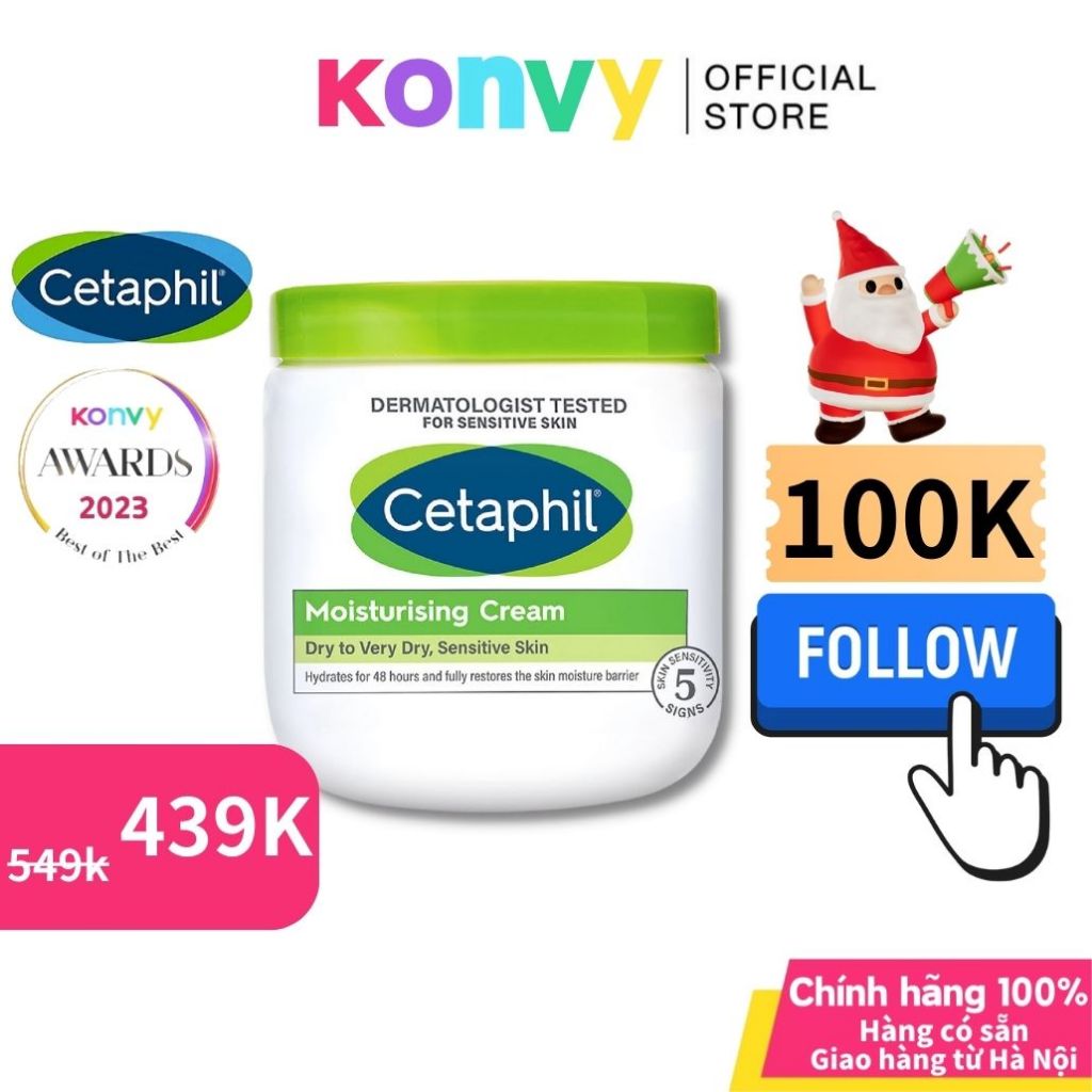 【Mua 3 cho 1】 Cetaphil moisturising Cream 550g Dưỡng ẩm da giữ ẩm cấp nước làm căng bóng da cho da khô và nhạy cảm Dưỡng ẩm Konvy