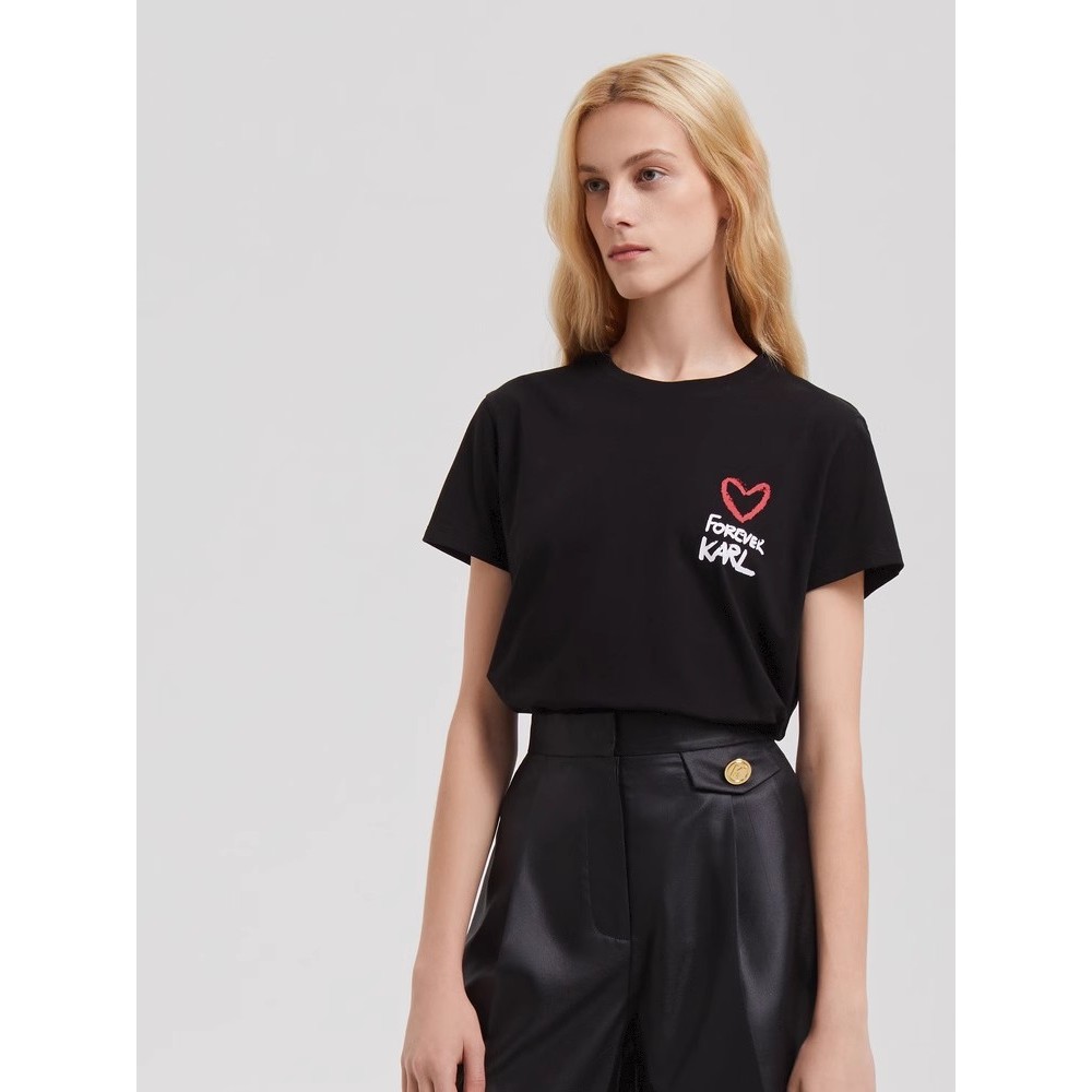 Áo Thun Tay Ngắn In Hình Trái Tim karl lagerfeld Phổ Biến Cho Nam Và Nữ