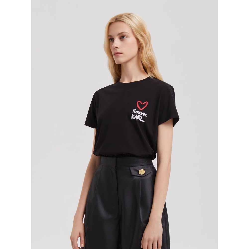 Áo Thun Tay Ngắn In Hình Trái Tim karl lagerfeld Phổ Biến Cho Nam Và Nữ